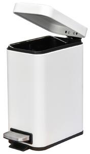 HOMCOM 5L Rectangular Compact Bin Steel Body Removable Bucket Quiet-Close Lid w/ Pedal Lid Rubbish Trash Can Garbage Tidy Clean White