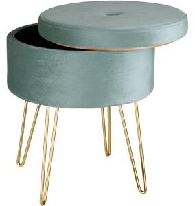 Tectake 403954 stool ava upholstered velvet look with storage space - 300kg capacity - turquoise
