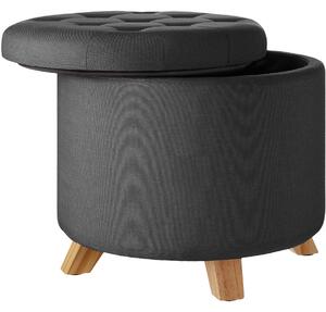 Tectake 403964 stool suna in linen look with storage space - 150kg capacity - dark grey