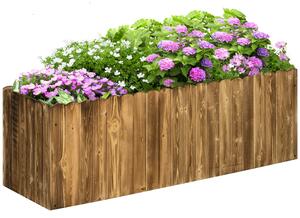 Outsunny Garden Flower Raised Bed Pot Wooden Outdoor Large Rectangle Planter Vegetable Box Outdoor Herb Holder Display (120L x 40W x 40H (cm))