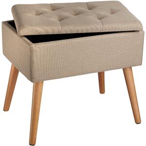 Tectake 403963 bench ranya upholstered linen look with storage space - 300kg capacity - sand