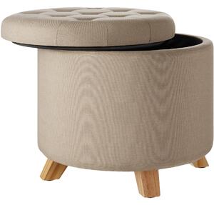 Tectake 403966 stool suna in linen look with storage space - 150kg capacity - sand