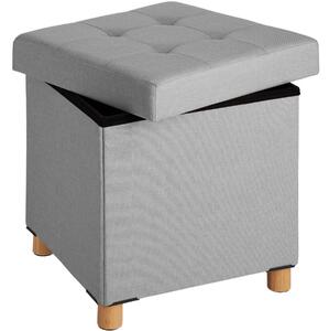 Tectake 403974 stool alea in upholstered linen look - foldable 300kg load capacity - light grey