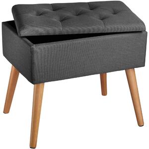 Tectake 403961 bench ranya upholstered linen look with storage space - 300kg capacity - dark grey