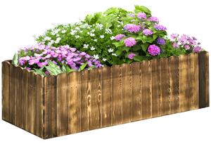 Outsunny Garden Flower Raised Bed Pot Wooden Outdoor Large Rectangle Planter Vegetable Box Outdoor Herb Holder Display (100L x 40W x 30H (cm))