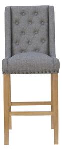 Kmore Light Grey Button Back Stool With Studs