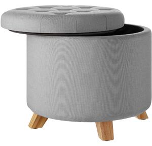 Tectake 403965 stool suna in linen look with storage space - 150kg capacity - light grey