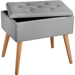 Tectake 403962 bench ranya upholstered linen look with storage space - 300kg capacity - light grey