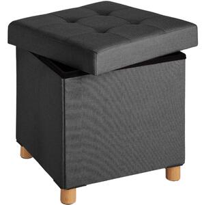 403973 stool alea in upholstered linen look - foldable 300kg load capacity - dark grey
