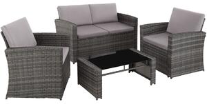 Tectake 404132 rattan garden furniture lounge lucca - grey