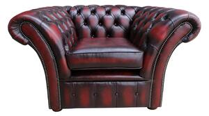 Chesterfield Club Chair Antique Oxblood Red Real Leather In Balmoral Style