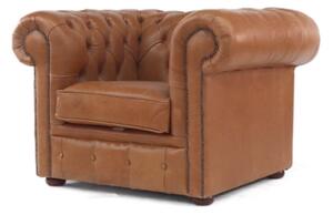 Chesterfield Handmade Low Back Club ArmChair Old English Tan Real Leather In Classic Style
