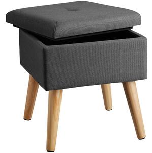 Tectake 403976 stool elva in upholstered linen look with storage space - 300kg capacity - dark grey