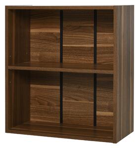 HOMCOM Wooden 2 Tier Storage Unit Shelf Bookshelf Bookcase Cupboard Cabinet Walnut
