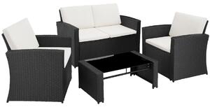 Tectake 404131 rattan garden furniture lounge lucca - black