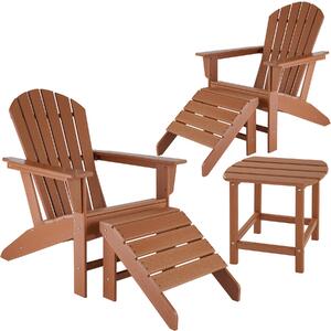Tectake 404168 2 garden chairs with footrests and weatherproof side table - brown