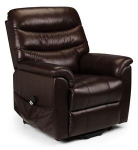 Felix Rise & Recline Chair In Brown Real Faux Leather