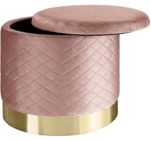 Tectake 403981 stool coco upholstered in velvet look with storage space - 300kg capacity - rose