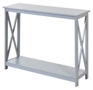 HOMCOM Console Table Hallway Desk w/Storage Shelf, X Design for Living Room Entryway, Grey