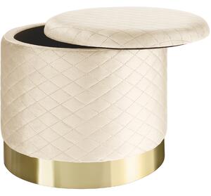 Tectake 403983 stool coco upholstered in velvet look with storage space - 300kg capacity - cream