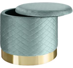 Tectake 403982 stool coco upholstered in velvet look with storage space - 300kg capacity - turquoise