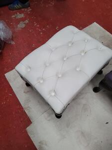 Chesterfield Queen Anne Footstool Shelly White Real Leather In Classic Style