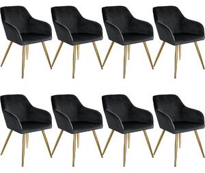 404017 8 marilyn velvet-look chairs gold - black/gold