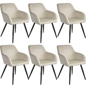 404048 6 marilyn velvet-look chairs - cream/black