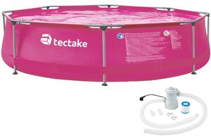 Tectake 403823 swimming pool round with pump ø 300 x 76 cm - pink