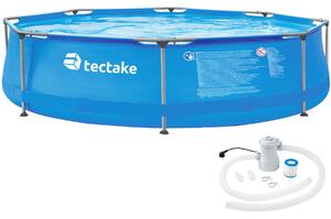 Tectake 402895 swimming pool round with pump ø 300 x 76 cm - blue