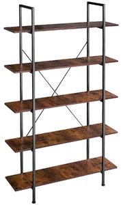 Tectake 404150 bookcase glasgow with 5 shelves - industrial dark