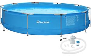Tectake 402896 swimming pool round with pump ø 360 x 76 cm - blue