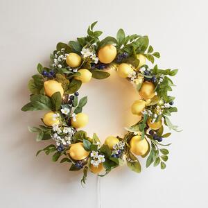55cm Lemon Spring Wreath Micro Light Bundle