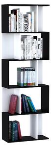 HOMCOM 5-Tier S Shape Bookcase, Modern Storage Display Shelving Unit, Room Divider, Black