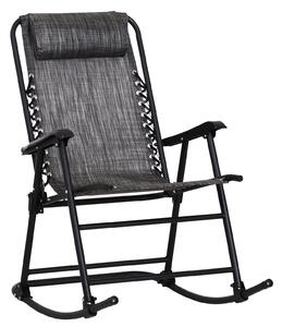Outsunny Garden Rocking Chair Folding Outdoor Adjustable Rocker Zero-Gravity Seat with Headrest Camping Fishing Patio Deck - Grey