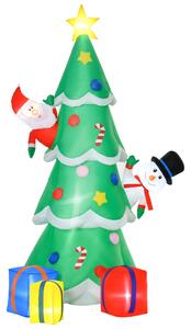 HOMCOM 7ft Tall Christmas Inflatable Tree LED Lighted with Santa Claus Snowman and Gift Box for Home Indoor Outdoor Garden Lawn Decoration Party Prop
