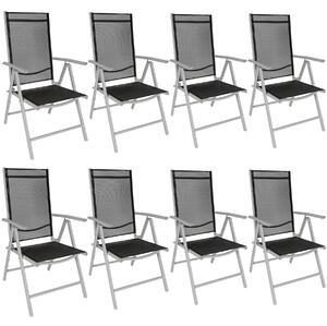 Tectake 404365 8 aluminium garden chairs - black/silver