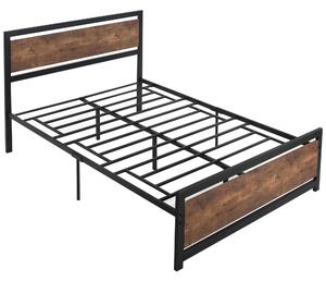 HOMCOM Full Bed Frame with Headboard & Footboard, Strong Slat Support Twin Size Metal Bed w/ Underbed Storage Space, No Box Spring Needed
