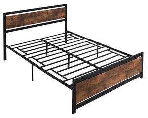 HOMCOM Full Bed Frame with Headboard & Footboard, Strong Slat Support Twin Size Metal Bed w/ Underbed Storage Space, No Box Spring Needed