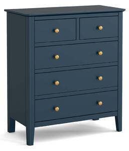 Stirling Blue Scandi 2 over 3 Chest of 5 Drawers, Painted Pine Wood | Roseland Furniture