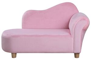 HOMCOM Children Kids Velvet Chaise Lounge Sofa Day Bed Couch Seat Pink