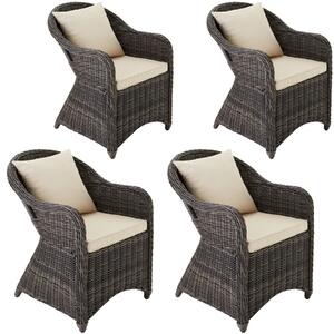 Tectake 403683 4 garden chairs luxury rattan + cushions - grey
