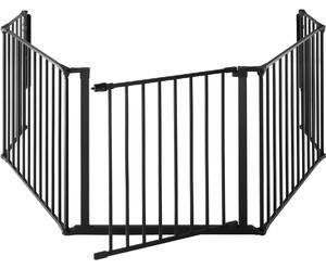 Tectake 403569 safety gate with 5 elements - fireplace baby gate - black
