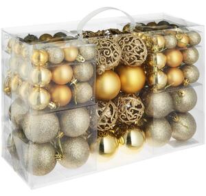 Tectake 403323 christmas baubles set of 100 in gold - gold