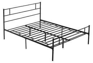 HOMCOM King Size Metal Bed Frame, Solid Bedstead Base with Headboard and Footboard, Metal Slat Support and Underbed Storage Space, Bedroom Furniture
