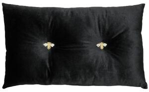 Paoletti Bumble Bee Velvet 30cm x 50cm Filled Cushion Black