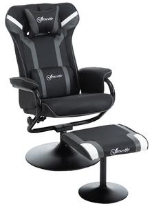 Vinsetto 2 Pieces Video Game Chair and Footrest Set Racing Style Recliner with Headrest, Lumbar Support, Reeling Backrest, Pedestal Base Black