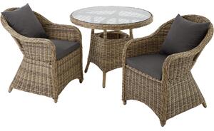 Tectake 403946 rattan garden furniture set zurich with 2 armchairs and table - nature