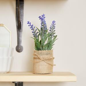 14cm Lavender Artificial Plant In Hessian Pot