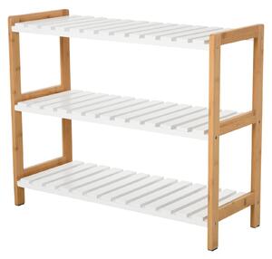 HOMCOM 3-Tier Shoe Rack Wood Frame Slatted Shelves Spacious Open Hygienic Storage Home Hallway Furniture Family Guests 70L x 26W x 57.5H cm - Natural